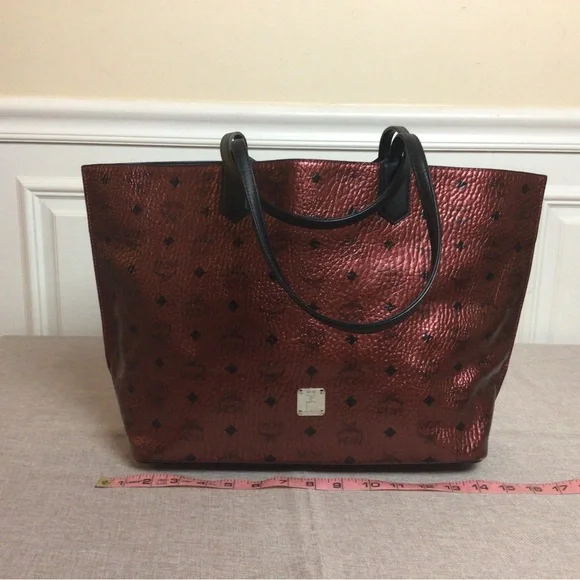 MCM Bags Metallic Red Mcm Tote Poshmark